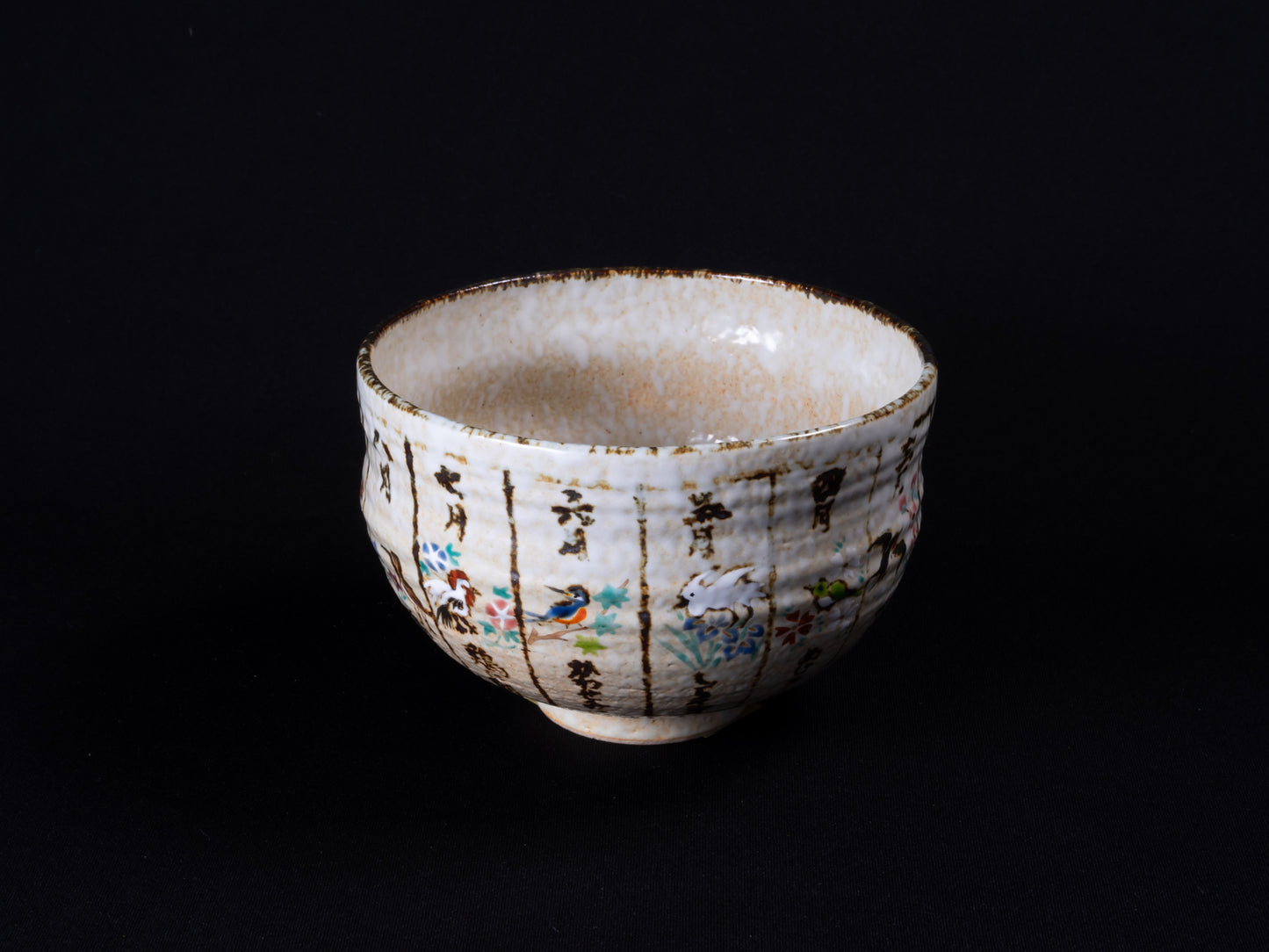 宝珠花鳥十二ヶ月図 茶碗 Tea Bowl, Flower and Bird with Buddist Jewel